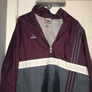 Maroon Adidas Quarter Zip Wind Breaker